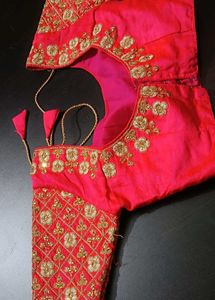 Pink Embroidered Sari Blouse