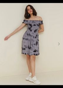 Grey And Black Short Dress