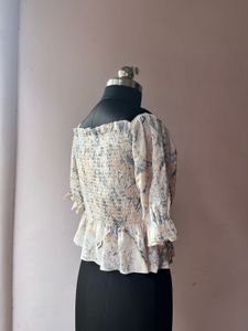 Floral Print Smocked Top