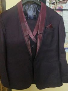Burgundy Suit Jacket &amp; Vest Set and Pants