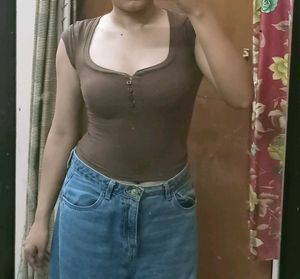 Brown Buttoned Tee
