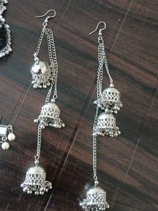 Oxidized Silver Earring Set