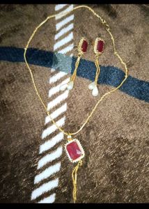 gold plated rubyJewellery Set