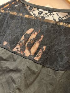 Black Lace Sleeve Over Size Top