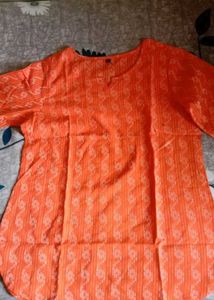 Orange Printed Kurta