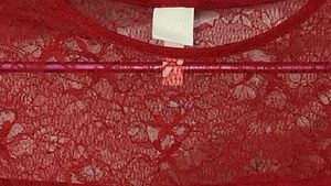 H&amp;M Dubai Red Lace Long Sleeve Top