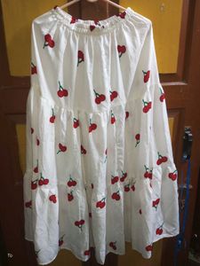 Cherry Print A-line Skirt