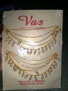 Gold &amp; Pearl Ear Cuff Chains
