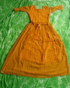 Women FIT &amp; FLARE GOWN MUSTARD YELLOW