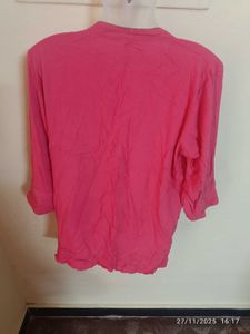 xl Pink Casual Tunic Top