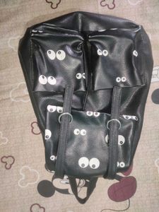 Leather Black Eye See You Backpack