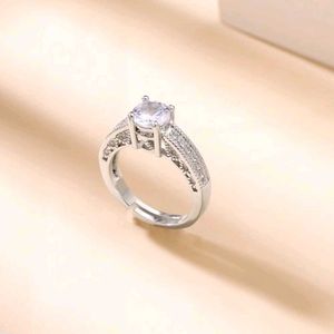 Yellow Chimes Crystal Solitaire Ring (Silver)