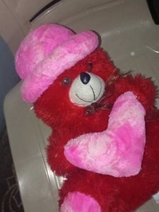 Red Teddy Bear with Pink Heart