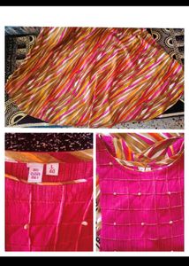 Pink Full Flared Kurta