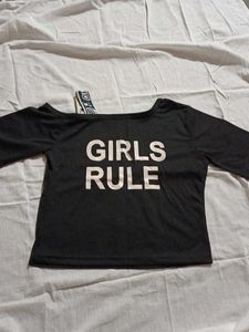 Girls Rule Black Crop Top