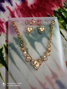 Designer Cream Coloured With AD Stone Jewel Set