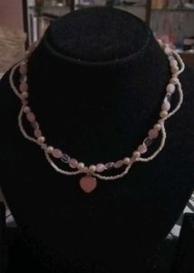 Handmade Pink Heart Charm Necklace