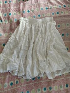 cottage core white mini tiered skirt