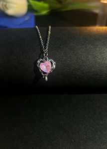 Pink Heart Drip Pendant Necklace