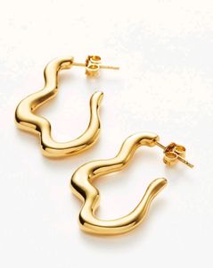 18k Gold Plated Squiggle Wavy Hoops