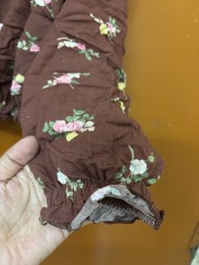 Brown Floral Crop Top