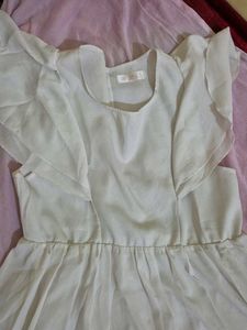 White Ruffle Sleeve Dress