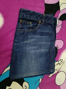 Jam Basic Dark Wash Denim Mini Skirt