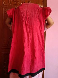 Red A-line Kurta