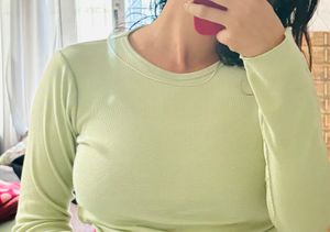 Lime Green Open Back Long Sleeve Crop Top