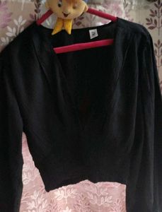 Zara Bell Sleeve Black Crop Top