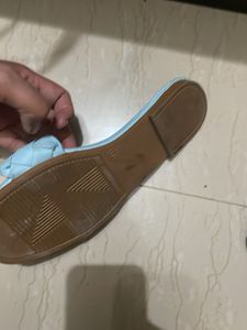 Light Blue Woven Slide Sandals