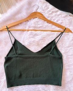 Green Knit Crop Top