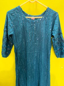 Teal Embellished Kurta