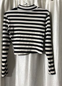 Striped Mock Neck Top
