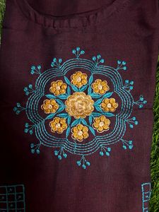 Ethnic Brown Straight Kurta With 3/4th Hand