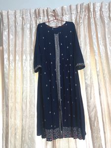 Navy Blue Embroidered Kurta Set