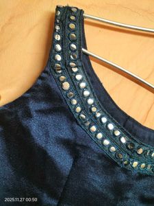 Navy Mirror Work Saree Blouse