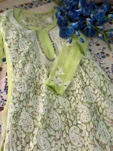Lime Green Chikankari Kurti