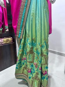 Pink &amp; Green Saree