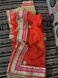 Bridal Cream Orange Lehnga