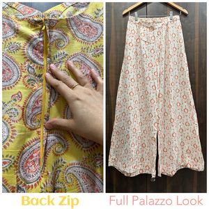 Yellow Paisley Print Pure Cotton Kurta Set