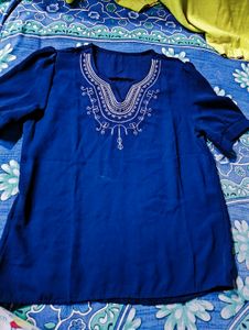 Elegant Blue Embroidered Top