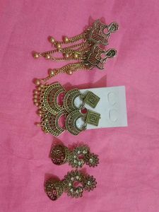 Golden Oxidised Earring Set - 3 Unique Styles