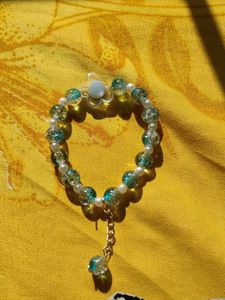 Aqua Beaded Charm Bracelet