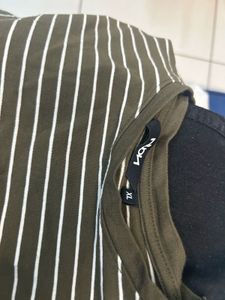 Striped Olive Green T-shirt(westside)