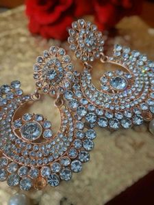 Blue Rhinestone Drop Earrings