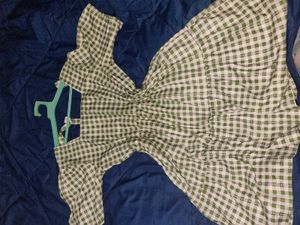 Green Gingham Puff Sleeve Dress