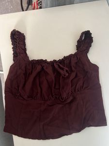 Burgundy Ruched Crop Top