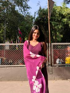 Elegant Purple Dress With Floral Duppata