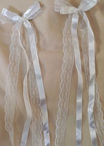 White Lace &amp; Ribbon Hair Bows (Set of 2)